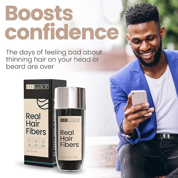 Hair Illusion Hair Fibers Combo Kit, To Conceal Thinning Hair, Bald Spot Cover up, Thin Edges, Hairlines & Alopecia