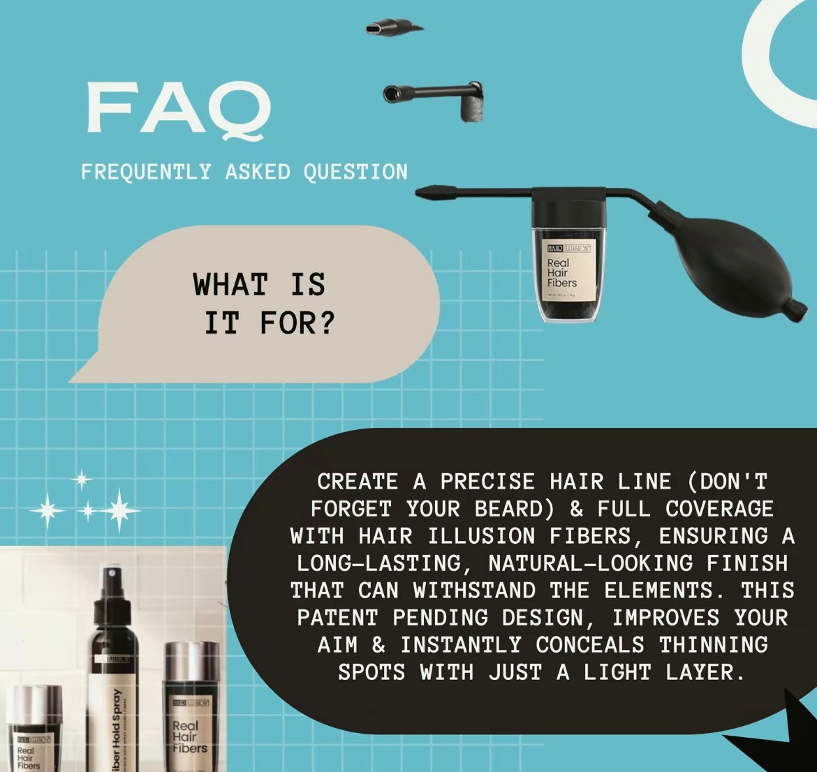 Hair Illusion Hair Fibers Combo Kit, To Conceal Thinning Hair, Bald Spot Cover up, Thin Edges, Hairlines & Alopecia