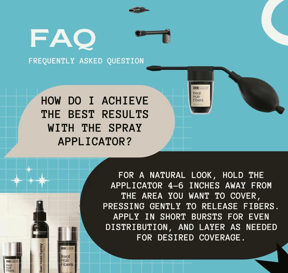 Hair Illusion Hair Fibers Combo Kit, To Conceal Thinning Hair, Bald Spot Cover up, Thin Edges, Hairlines & Alopecia