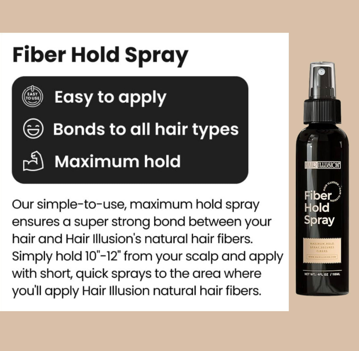 Hair Illusion Hair Fibers Combo Kit, To Conceal Thinning Hair, Bald Spot Cover up, Thin Edges, Hairlines & Alopecia