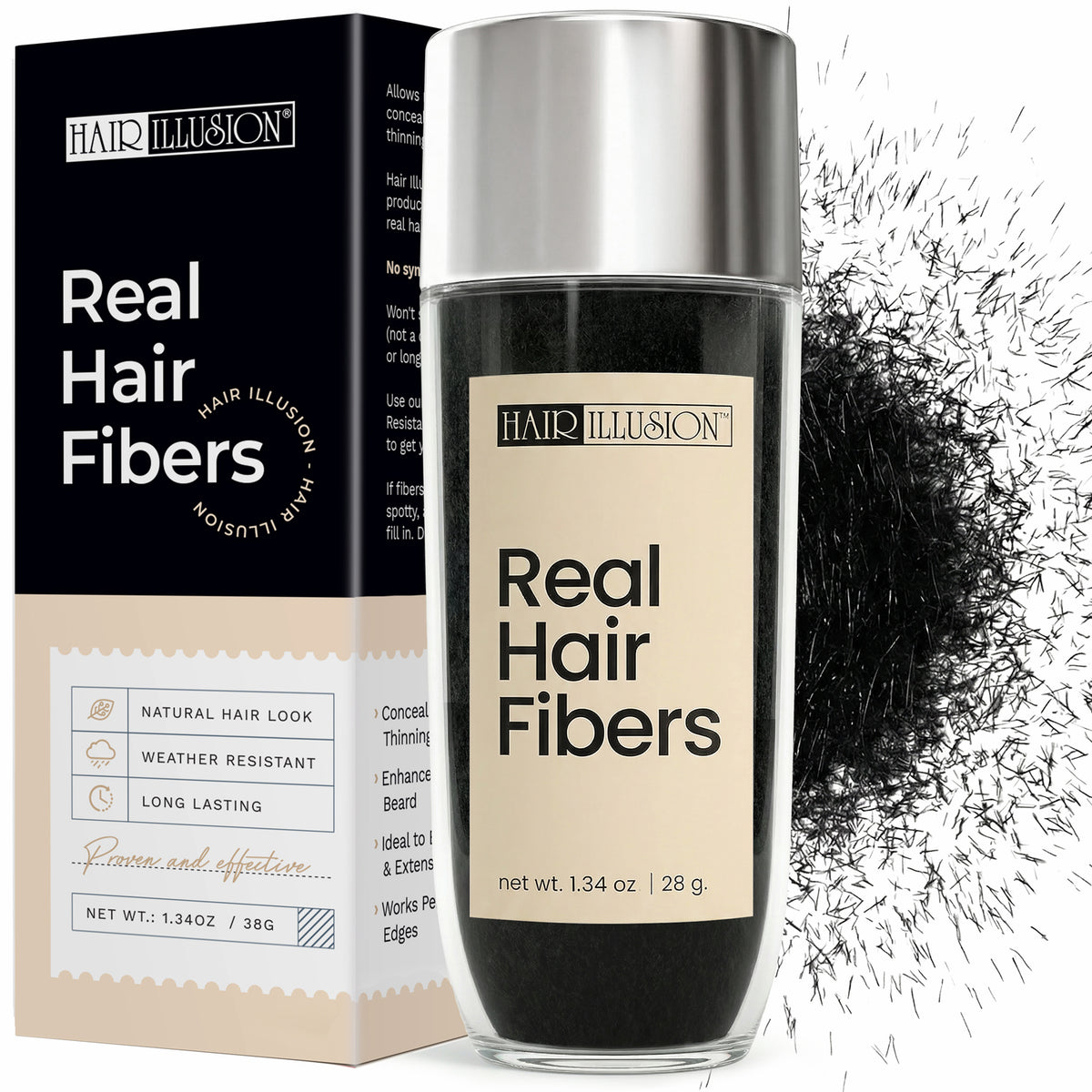 Hair Illusion Real Hair Fibers 38g - Hair Illusion Inc