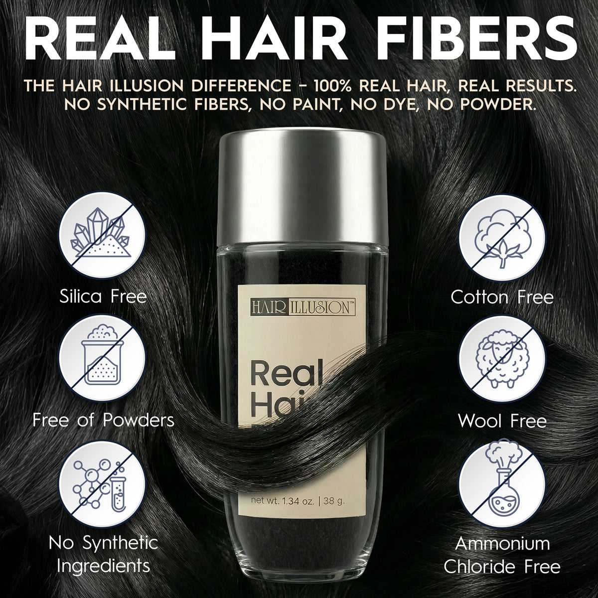 Hair Illusion Real Hair Fibers 38g - Hair Illusion Inc