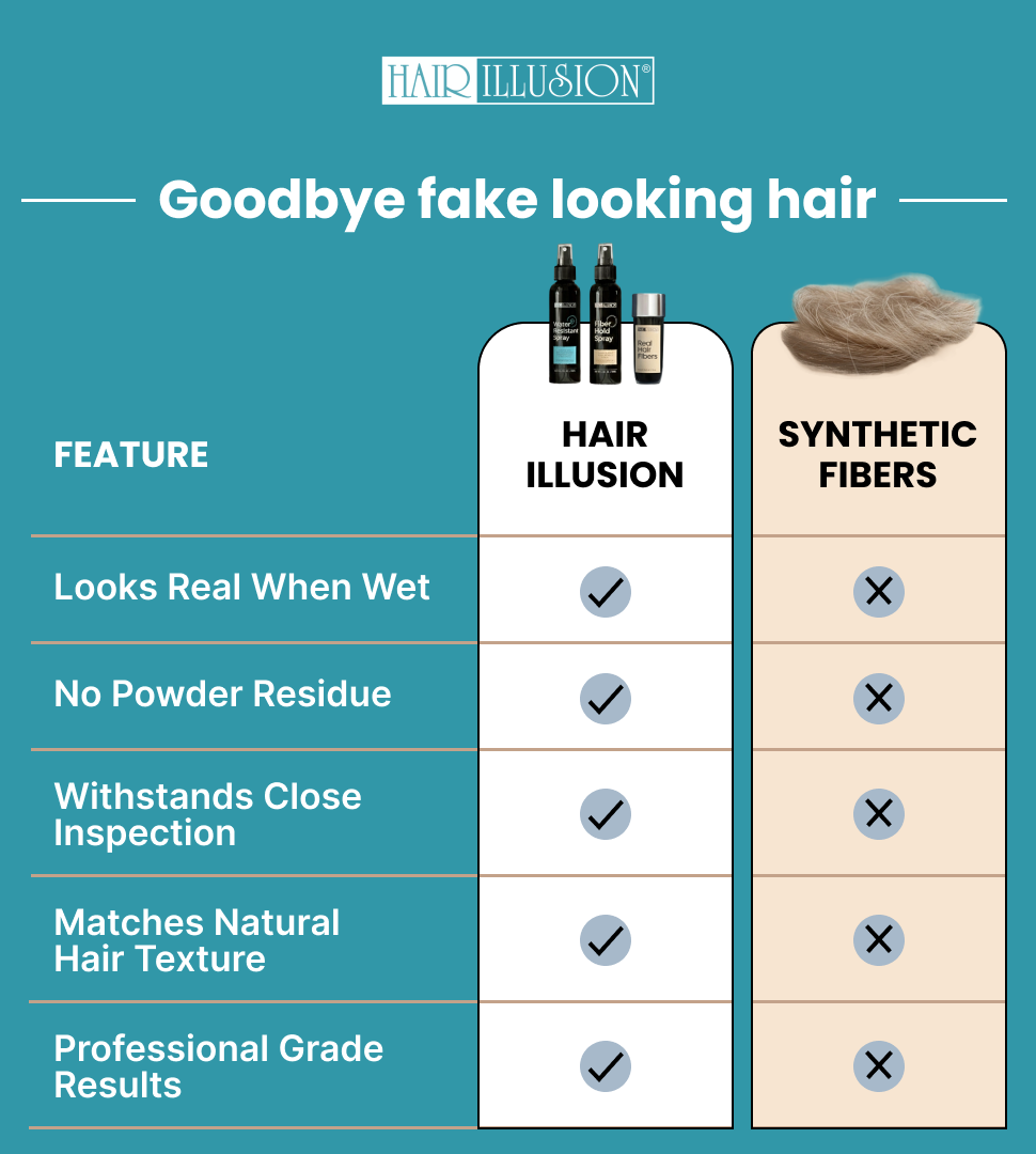 Hair Illusion 100% Real Hair Fibers Combo Kit: Fibers, Hold & Water Spray, & Applicator for Instant Natural Fuller Hair for Thinning & Enhancement Blend
