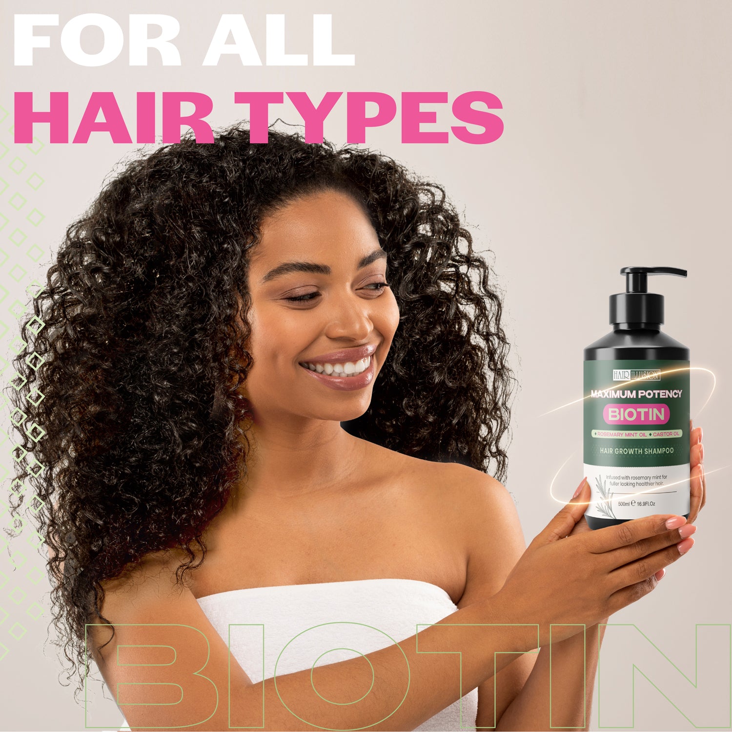 Hair Illusion Hair Growth Shampoo with Maximum Potency Biotin, Rosemary & Castor Oil