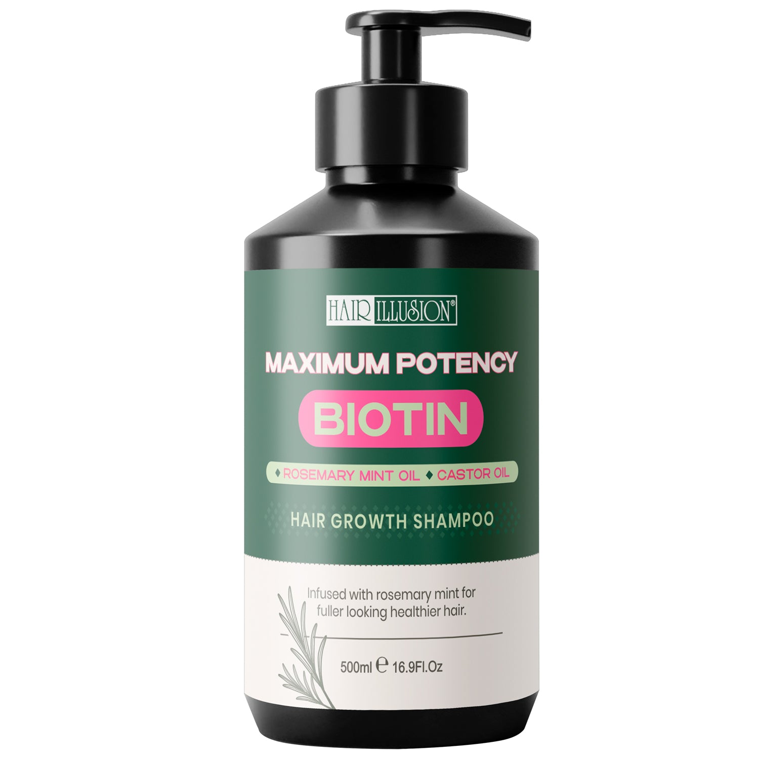 Hair Illusion Hair Growth Shampoo with Maximum Potency Biotin, Rosemary & Castor Oil