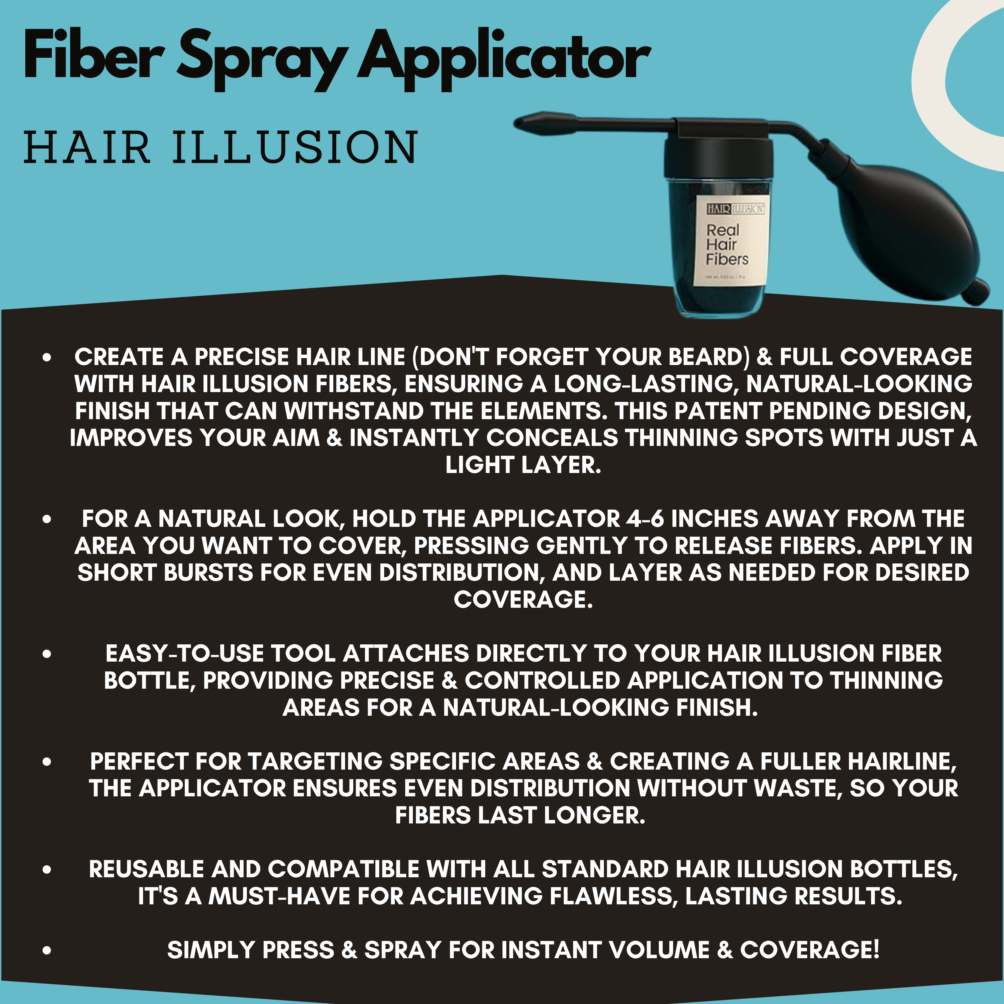 Hair Illusion Hair Fibers Combo Kit, To Conceal Thinning Hair, Bald Spot Cover up, Thin Edges, Hairlines & Alopecia