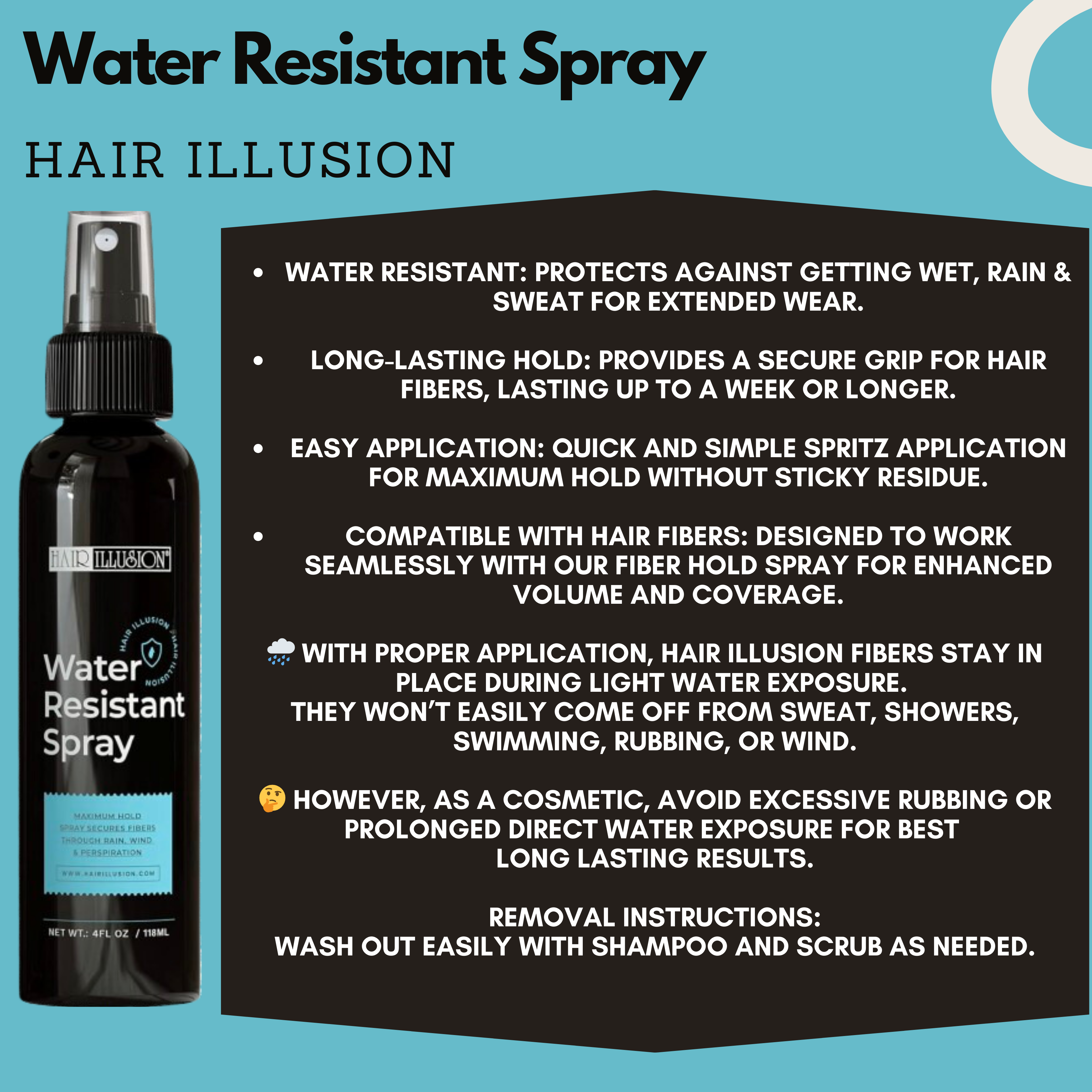 Water-Resistant Hold Spray for Stronger Bond With Hair Fibers